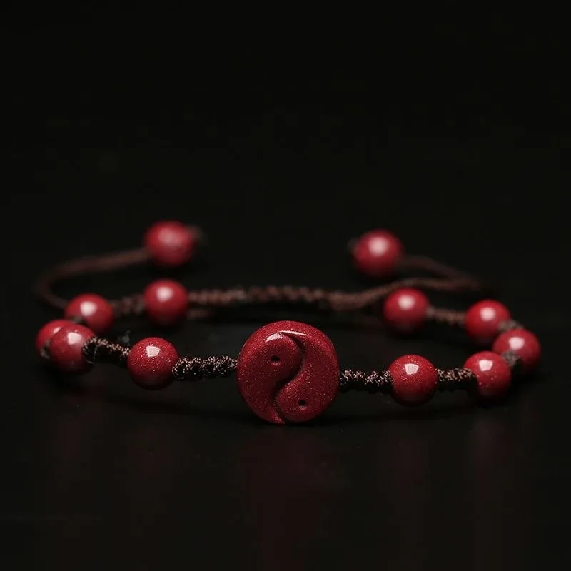 Bracelet Beaded Men - Bracelet en perles de cinabre rouge