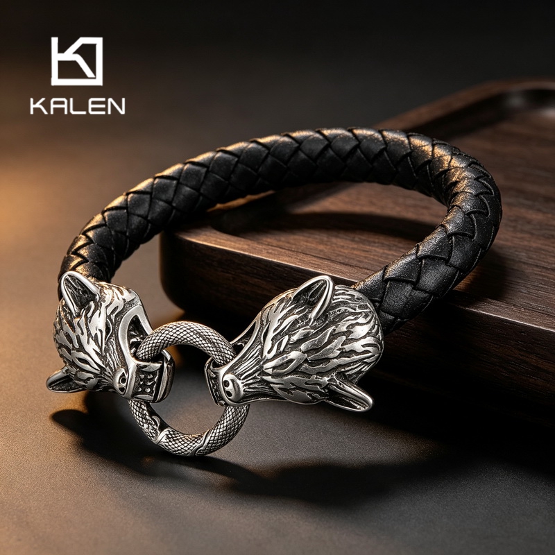 Men Accessories Bd - Bracelet en cuir tressé avec tête