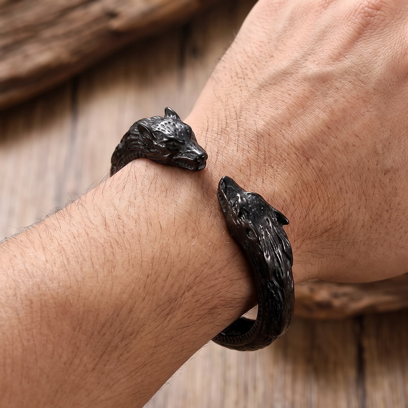 Men Accessories Bd - Bracelet à double tête de loup