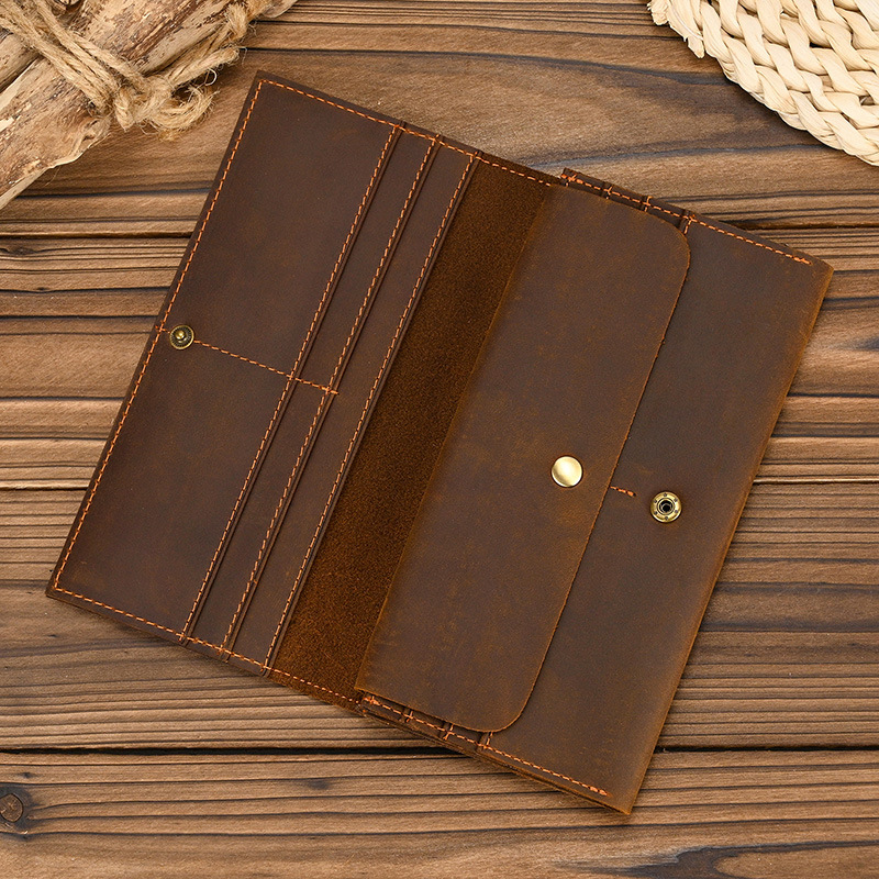 Coin Holder Men - Portefeuille long en cuir Crazy Horse