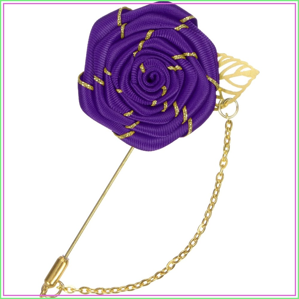 Men Accessories Wedding - Broche Fleur de Rose en Tissu