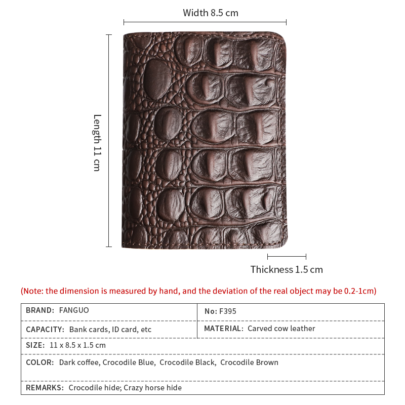 Portefeuille en cuir véritable - Bifold Leather Wallet avis et prix