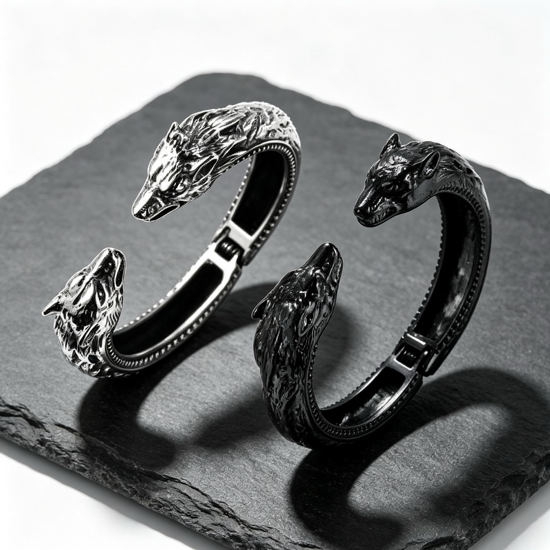 Bracelet à double tête de loup - Men Accessories Bd avis et prix