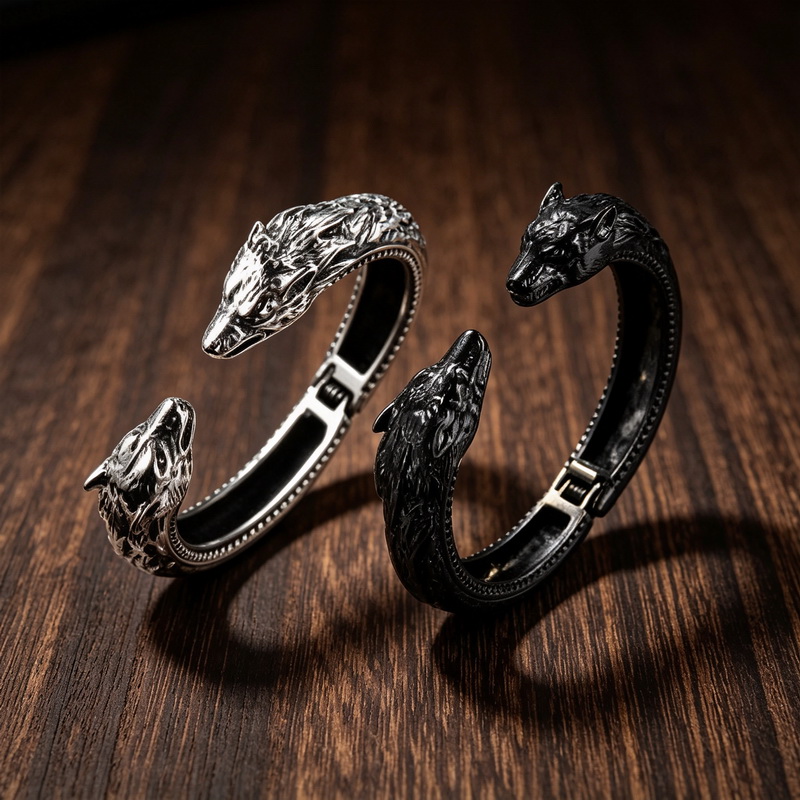 Bracelet à double tête de loup - Men Accessories Bd avis et prix