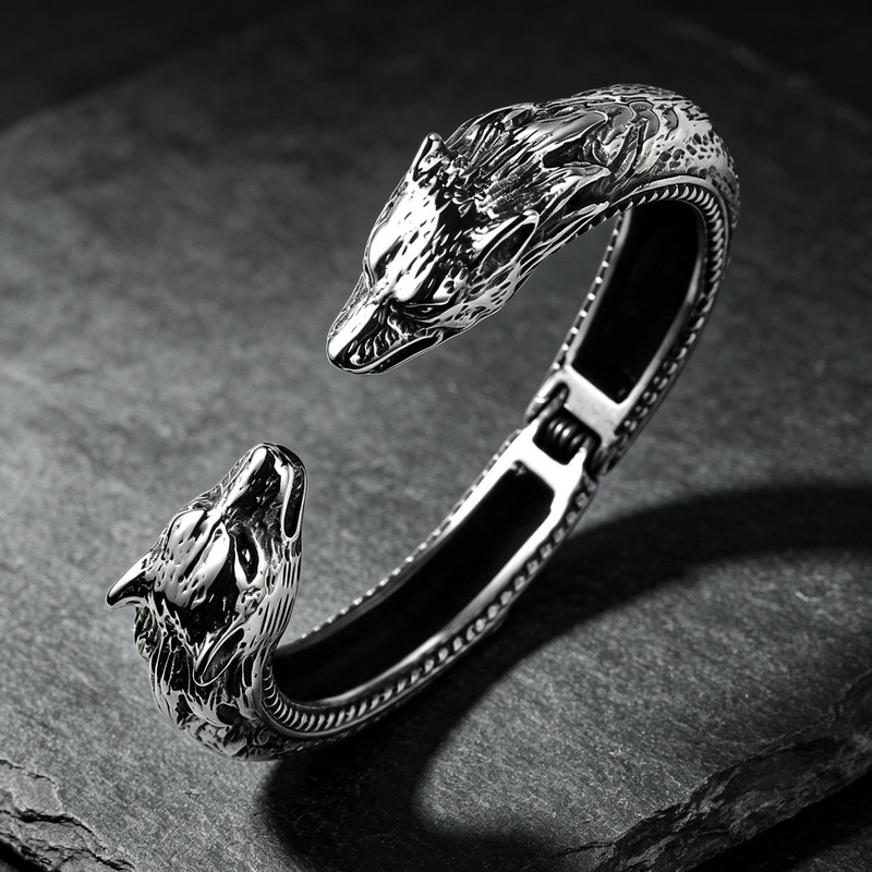 Bracelet à double tête de loup - Men Accessories Bd avis et prix
